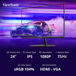 Viewsonic 23.8 Vıewsonıc VA2432-H Fhd IPS 75HZ 4ms HDMI VGA